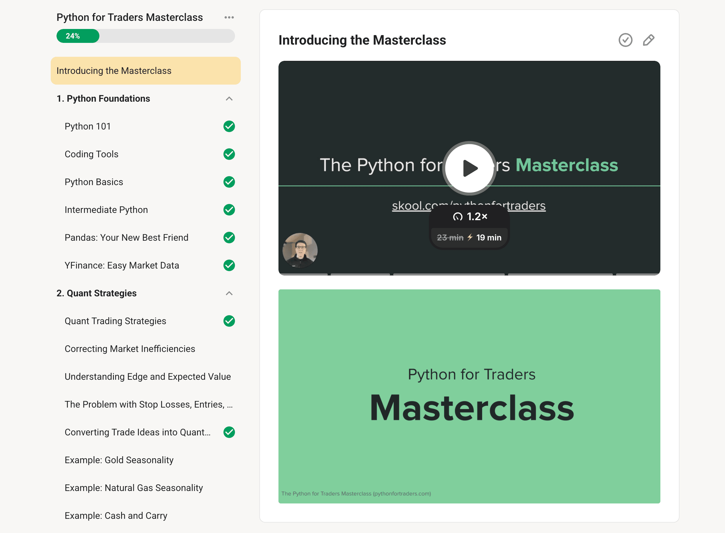 Python for Traders Masterclass preview on laptop